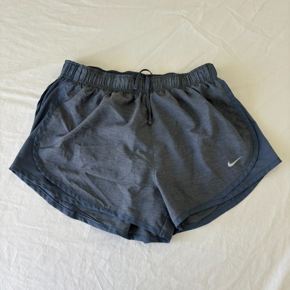 Nike Womens Heathered Blue‎ Swoosh Logo Dri Fit Tempo Running Shorts Size M